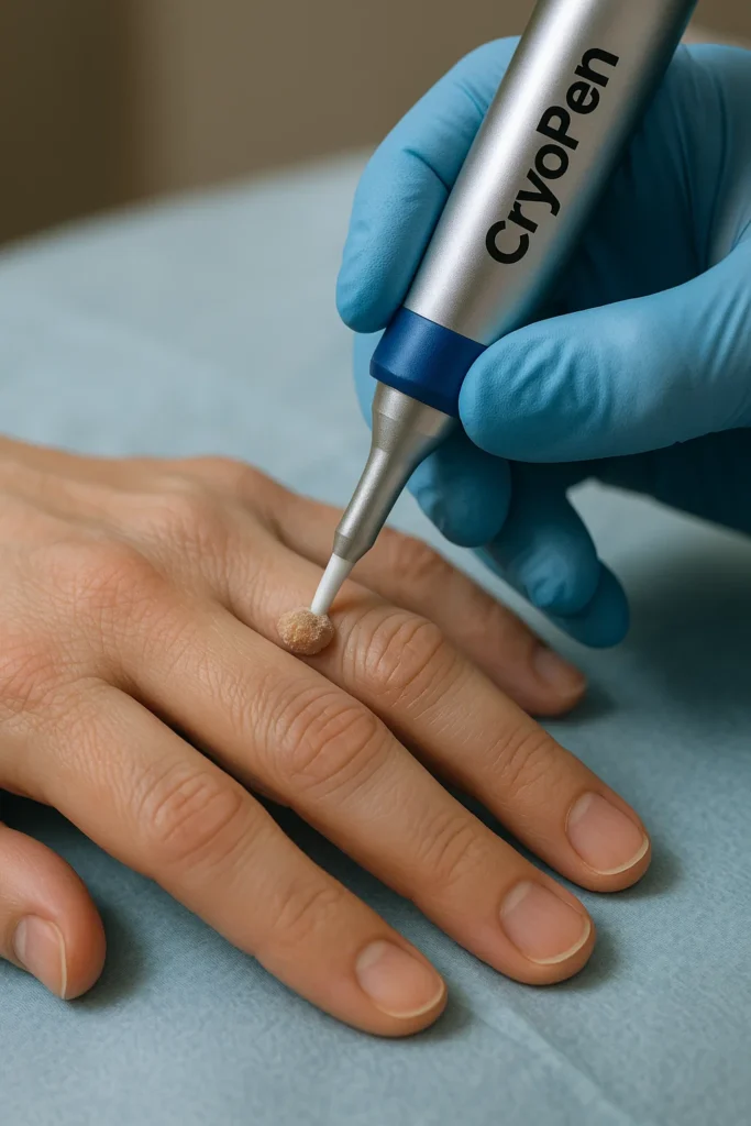 example of cryopen wart removal West Sussex treatment on a persons finger