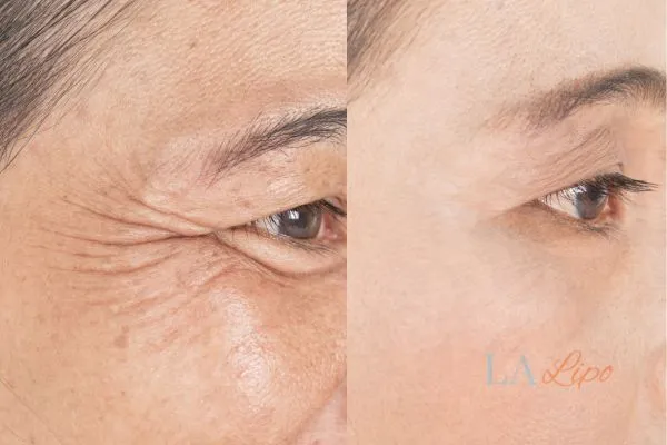 Before and after results of woman - HI-fu wrinkles reduction treatment West Sussex