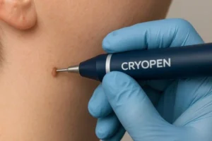 Person receiving skin tag removal West Sussex